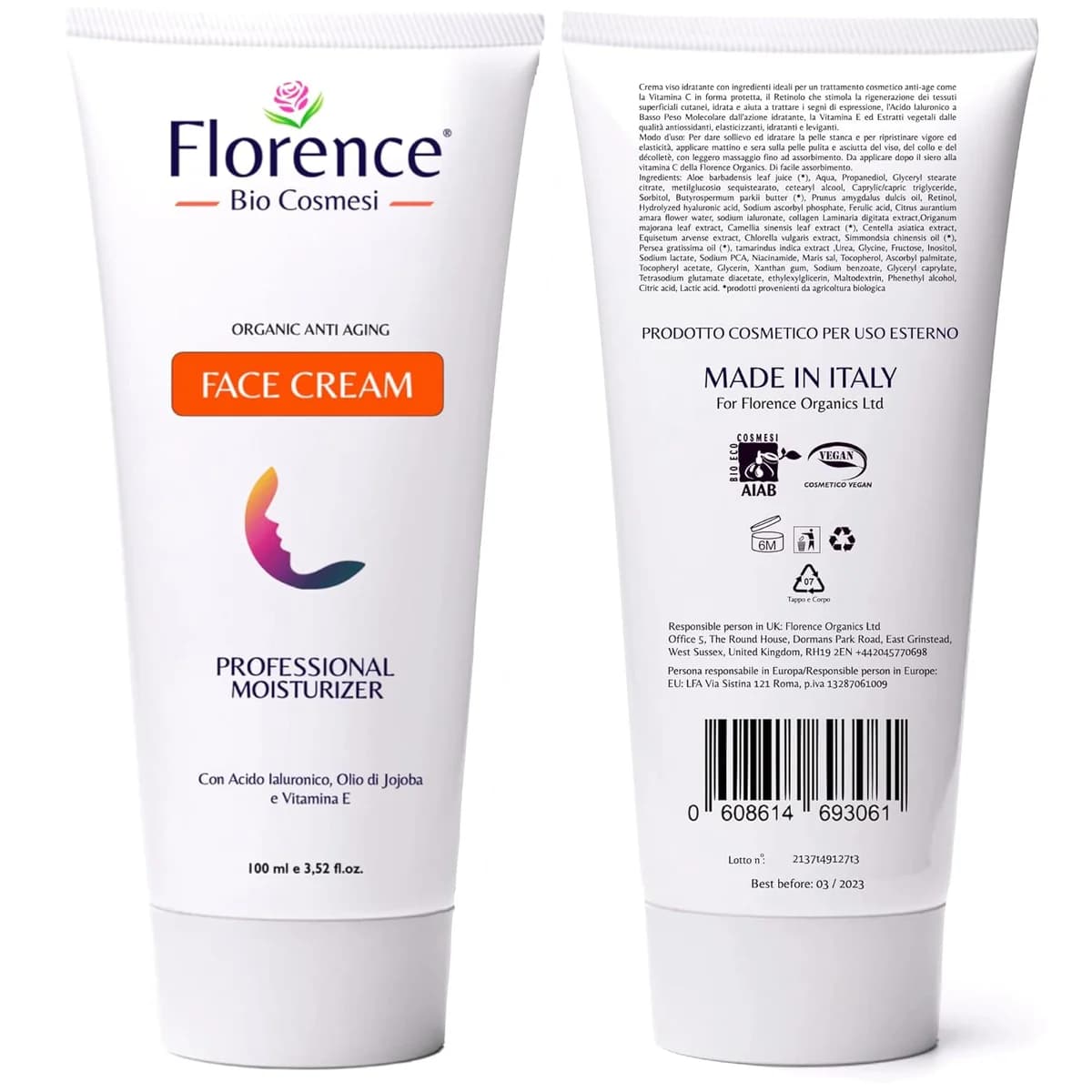 Florence Retinol Cream with Hyaluronic Acid + Vitamin C + E + Aloe Large 100 ml thumbnail 2