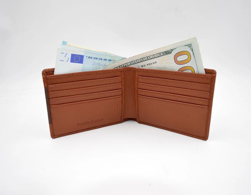 Cow Leather Wallet Men Bifold Purse thumbnail 2