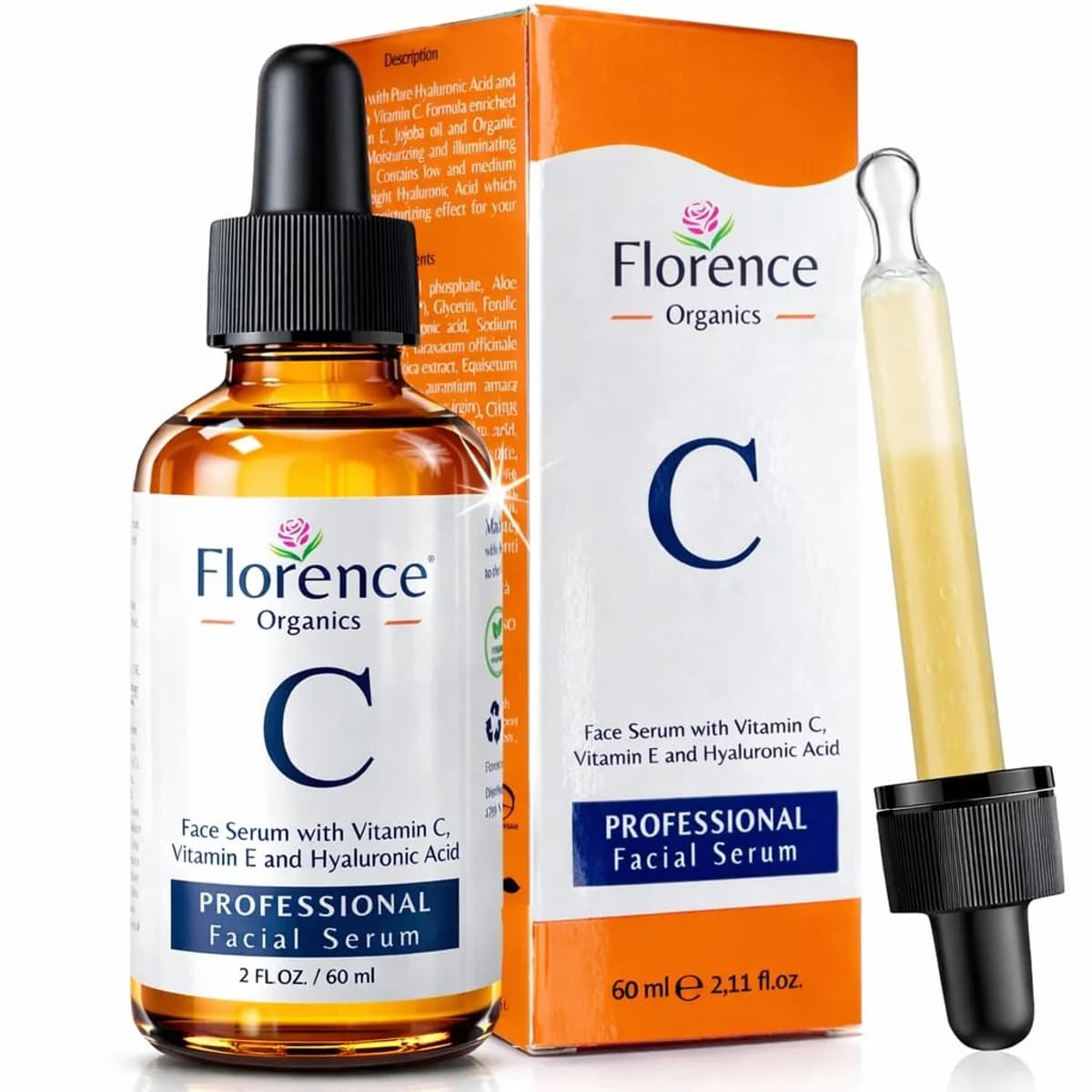 Florence Bio Cosmesi Anti Aging Face Serum with Vitamin C, Hyaluronic Acid, Vitamin E 2 Fl Oz from ITALY