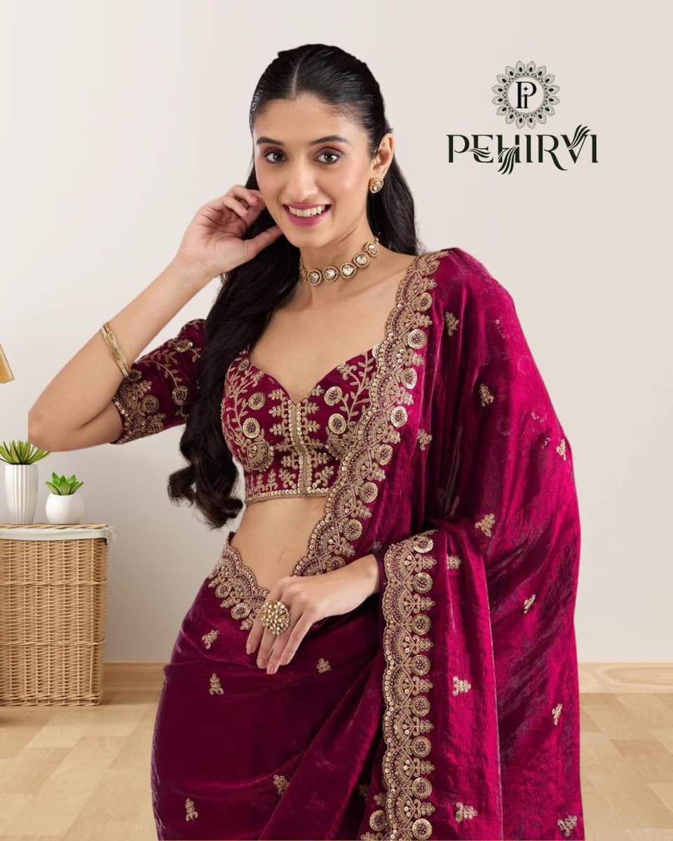 Stylish Purple Silk Saree with Embroidery Sequence Work thumbnail 2