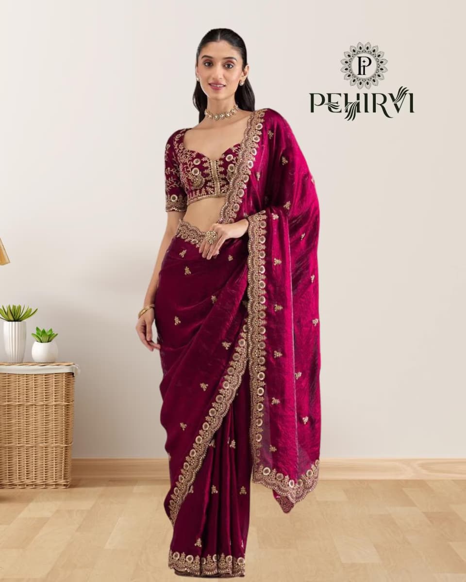 Stylish Purple Silk Saree with Embroidery Sequence Work thumbnail 4