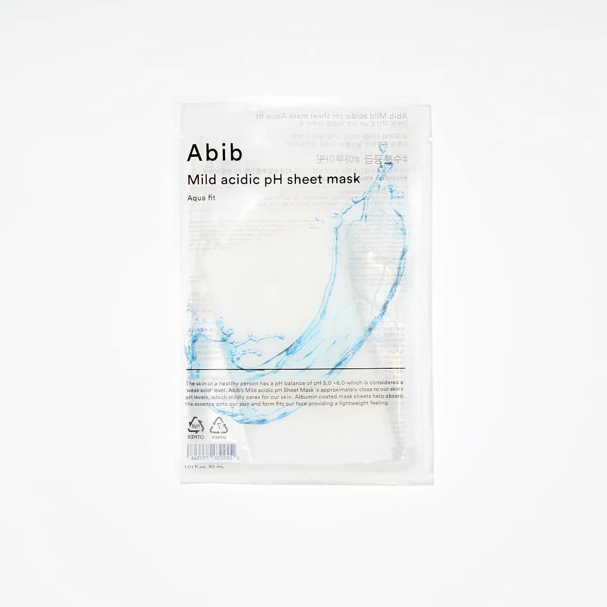 Abib Mild acidic pH sheet mask Aqua fit(10 sheets)