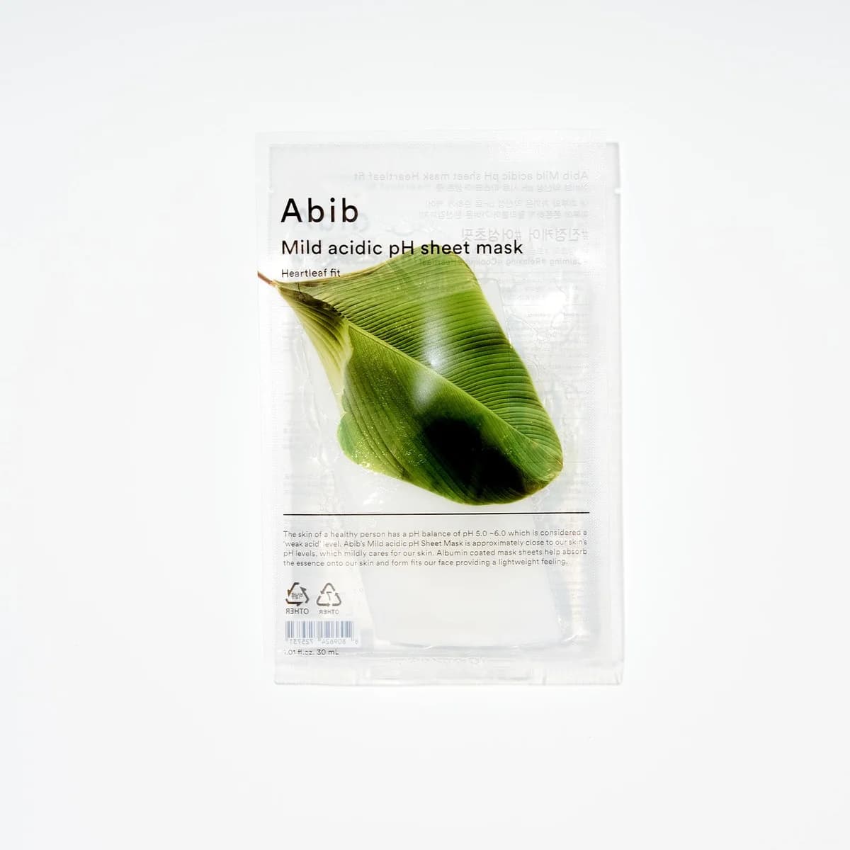 Abib Mild acidic pH sheet mask Heartleaf fit(10 sheets)