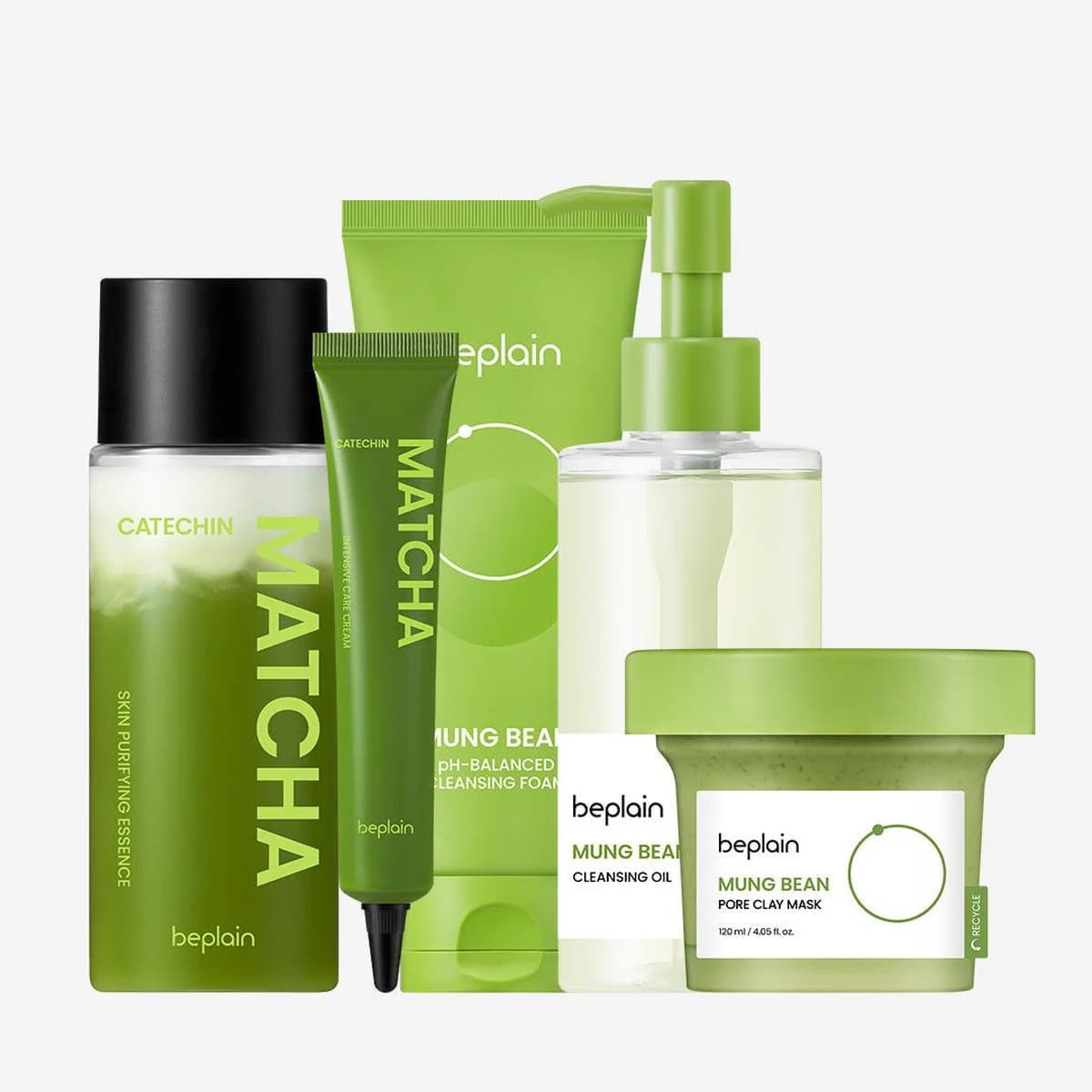 beplain Matcha Catechin Duo Set + Filter Skin Detox Trio Set - 150ml + 20ml + 200ml + 160ml + 120ml
