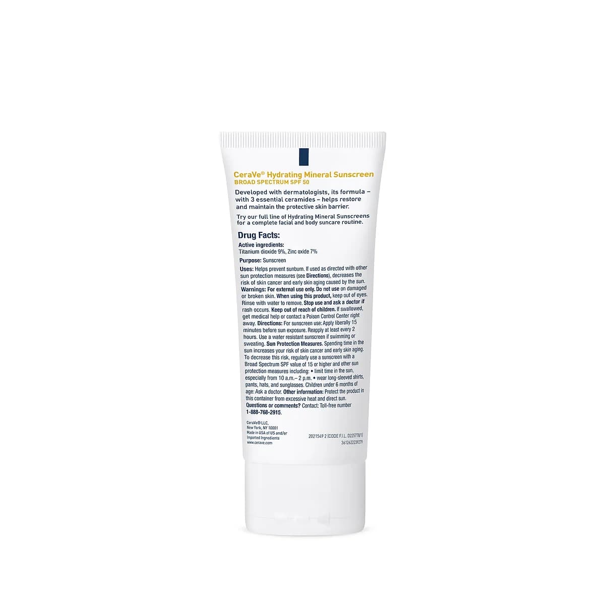 CeraVe Hydrating Mineral Sunscreen SPF 50 Face Lotion 75ml thumbnail 2