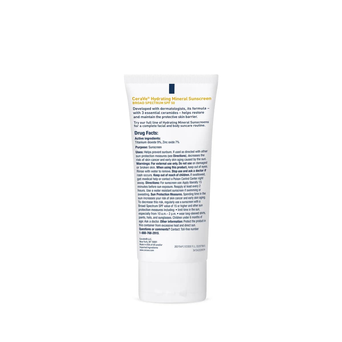 CeraVe Hydrating Mineral Sunscreen SPF 50 Face Lotion 75ml thumbnail 2