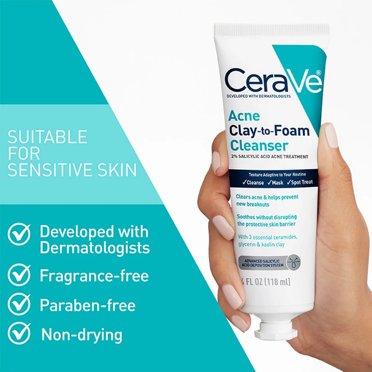 Cerave Acne Clay To Foam Cleanser For Acne-Prone Skin thumbnail 3