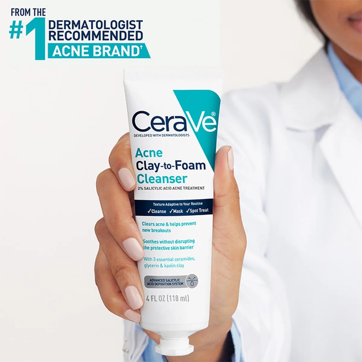 Cerave Acne Clay To Foam Cleanser For Acne-Prone Skin thumbnail 4
