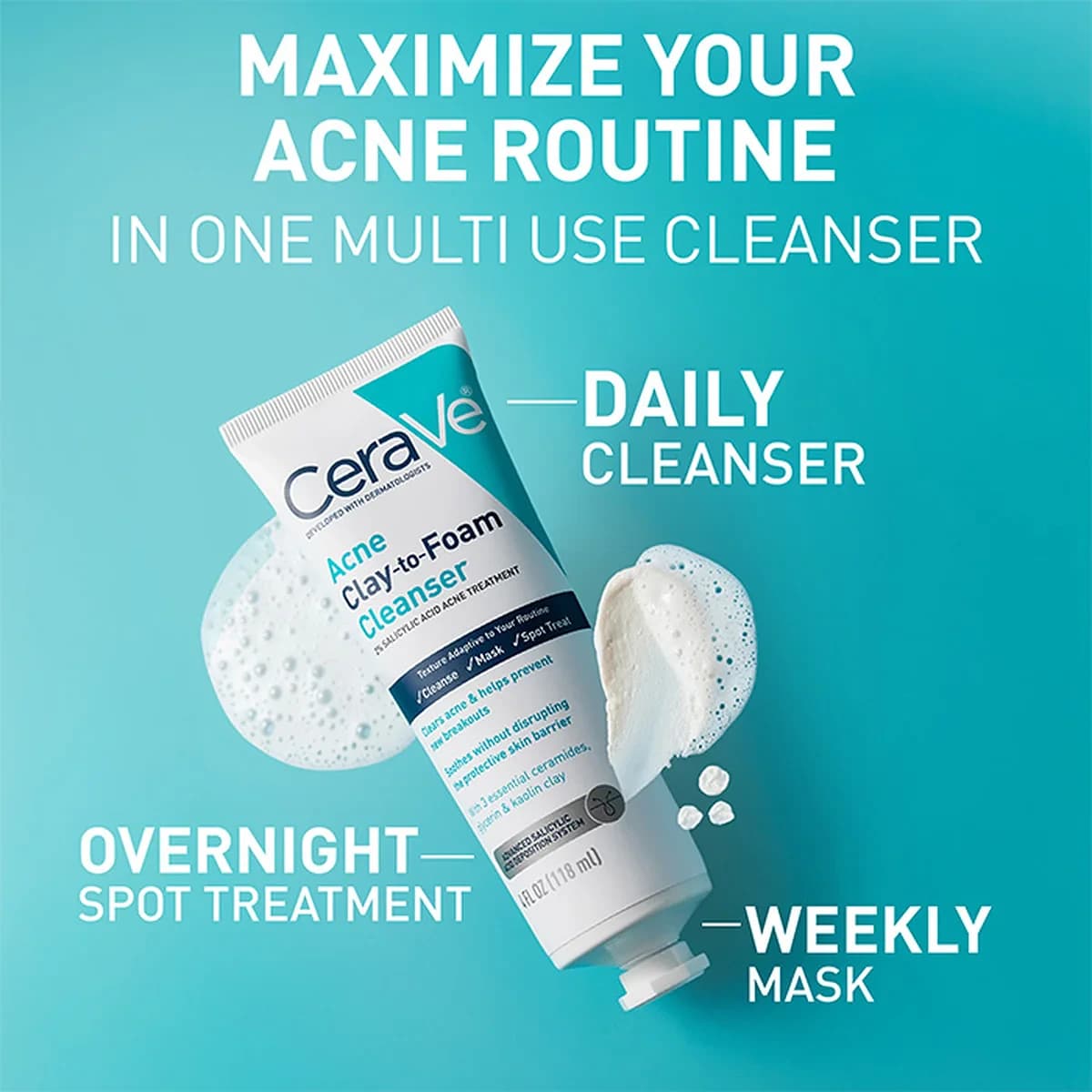 Cerave Acne Clay To Foam Cleanser For Acne-Prone Skin thumbnail 8