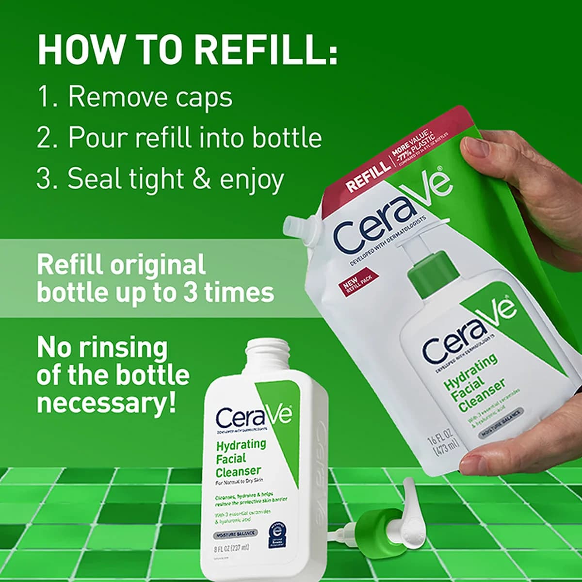 Cerave Hydrating Facial Cleanser Refill For Normal to Dry Skin thumbnail 3