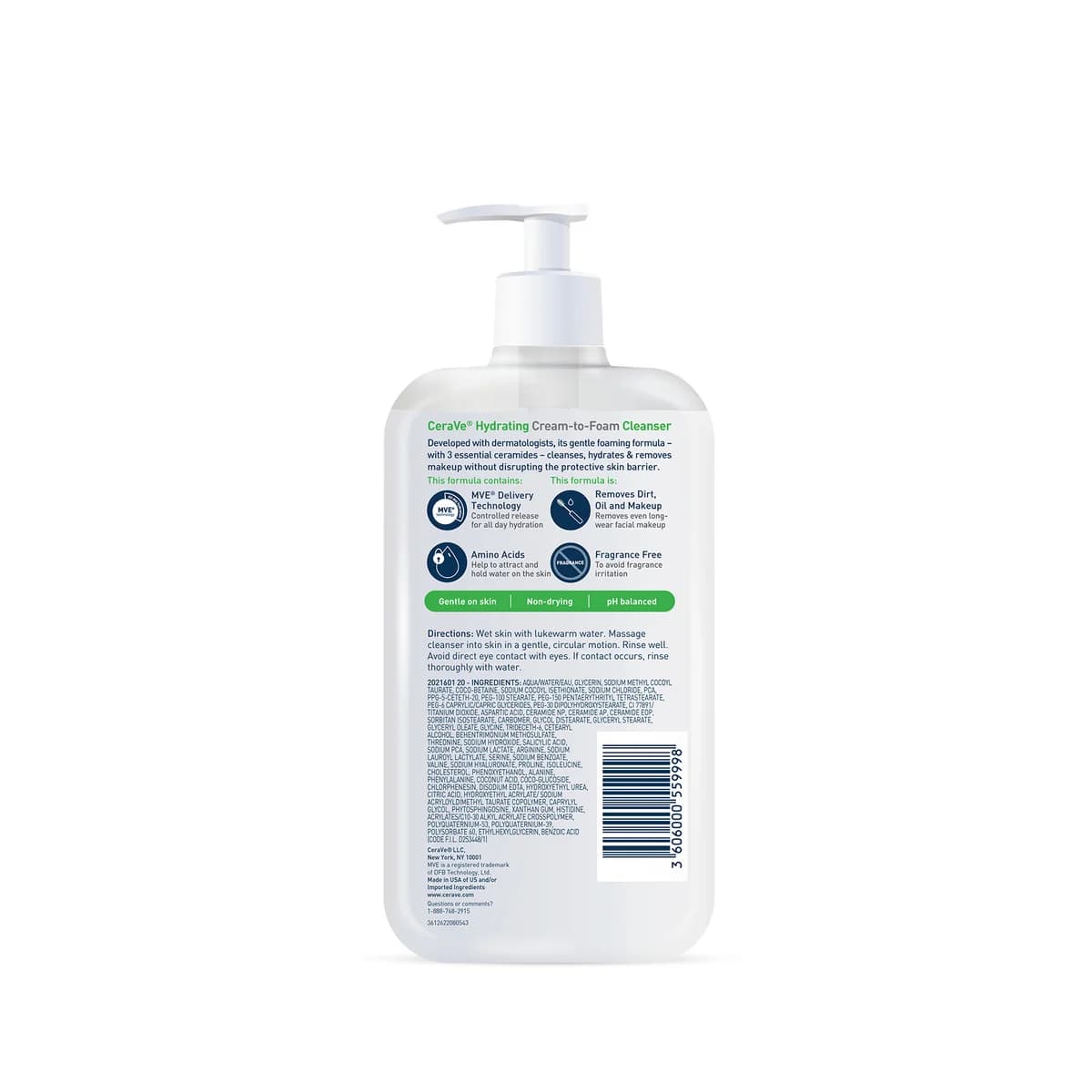 CeraVe Hydrating Cream-to-Foam Cleanser 473ml thumbnail 2