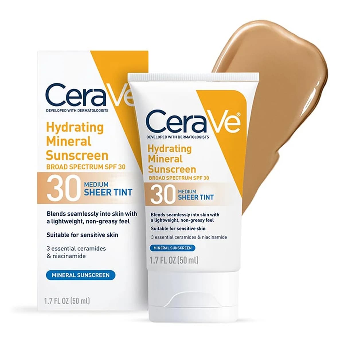 CeraVe Hydrating Mineral Sunscreen SPF 30 Face Sheer Tint - Medium 50ml