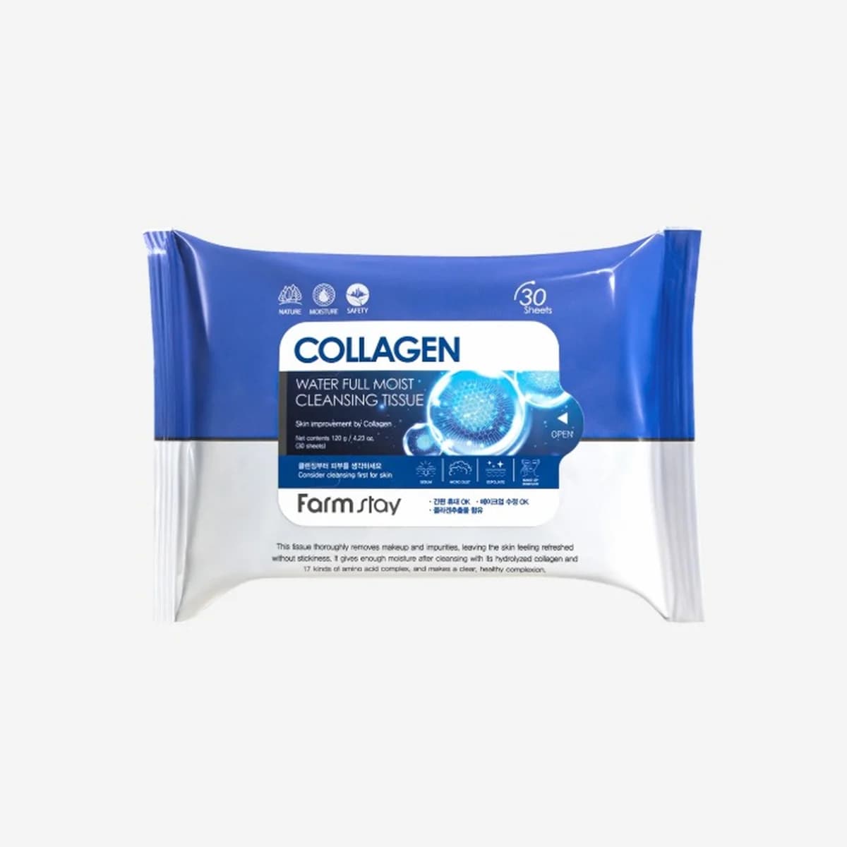 farmstay Collagen Water Full Moist Cleansing Tissue 3-Pack Set
