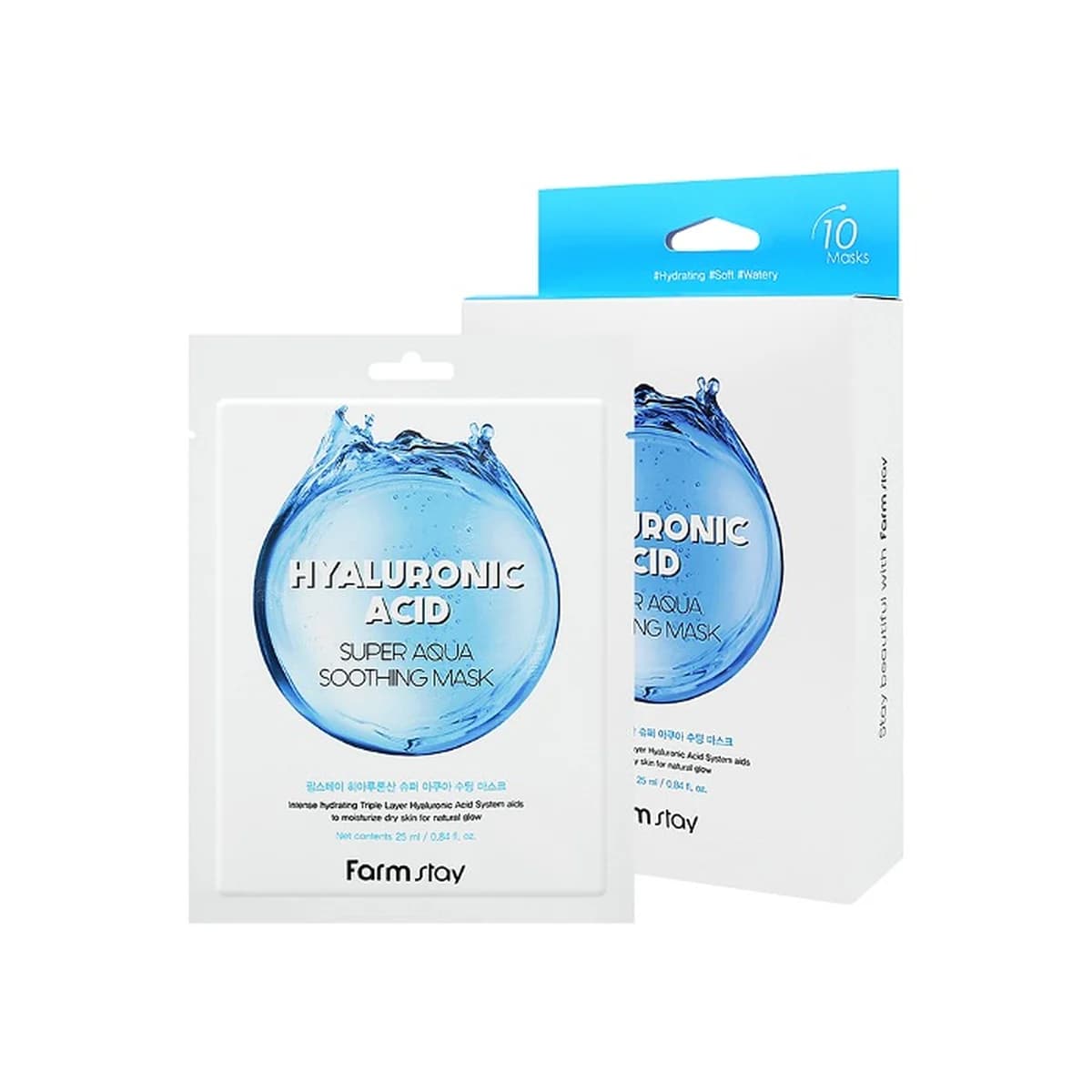 farmstay [1+1] Farmstay Hyaluronic Acid Super Aqua Soothing Mask 10-Piece Set
