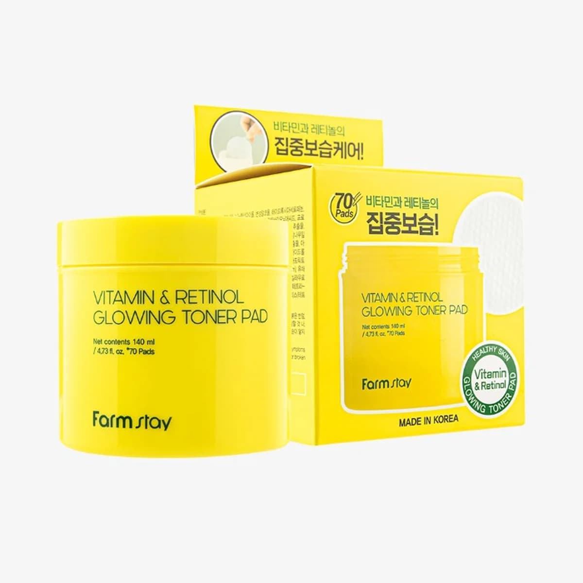 farmstay Vitamin & Retinol Glowing Toner Pad - 140ml-70-piece