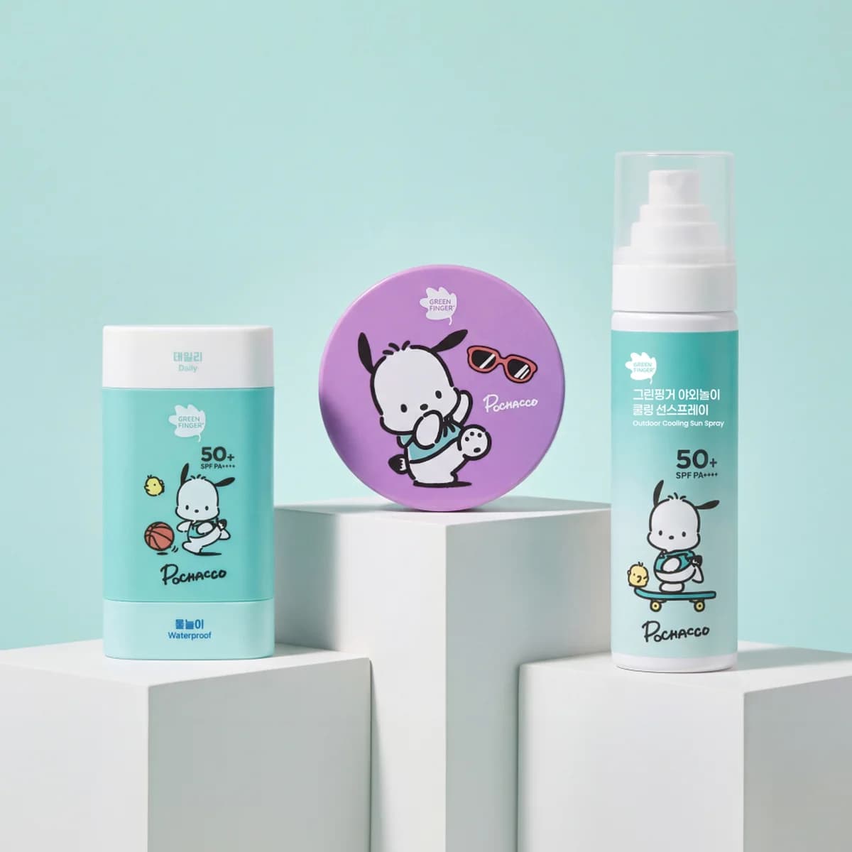 green finger SUN 3 Set Sun Cushion + Sun Stick + Sun Spray