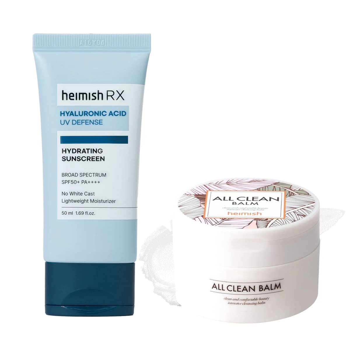 heimish All Clean Balm & RX Hyaluronic Acid Hydrating Sunscreen SPF50+