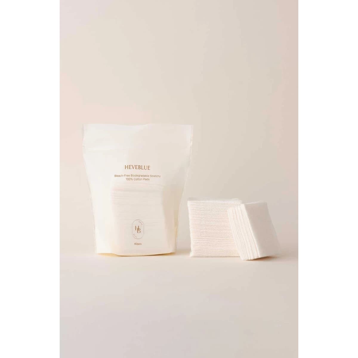 heveblue bleach-free biodegradable stretch 100% cotton pad 60 pcs