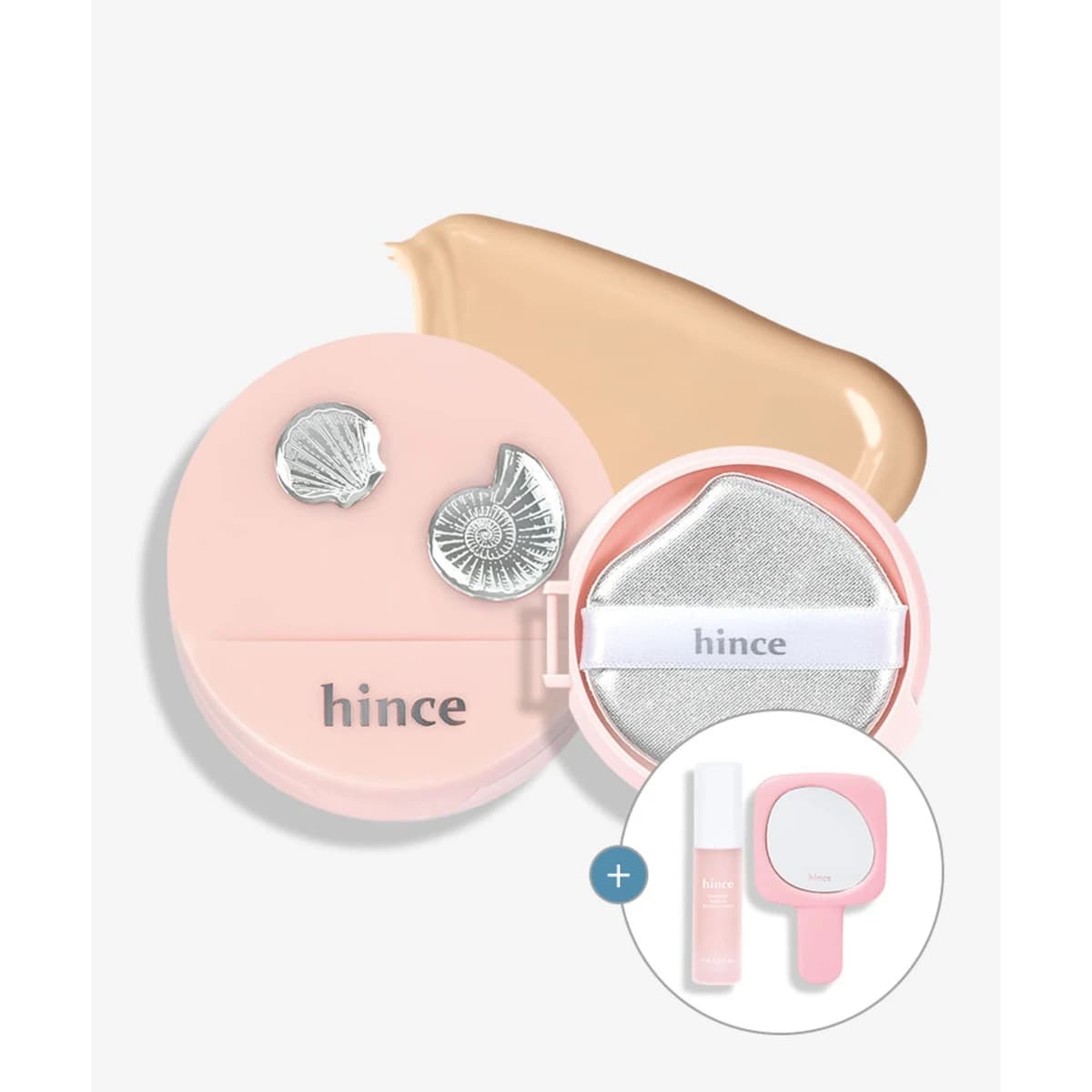 hince [SET] Cover Master Pink Cushion & Refill (+Prep Mini & Hand Mirror Gift) - (Main) 23 Beige-(Refill) 21 Pure Ivory