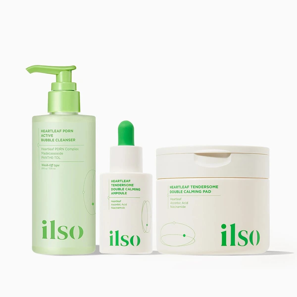 ilso Heartleaf Sensitive Cleanser & Ampoule & Pad 3pcs Set