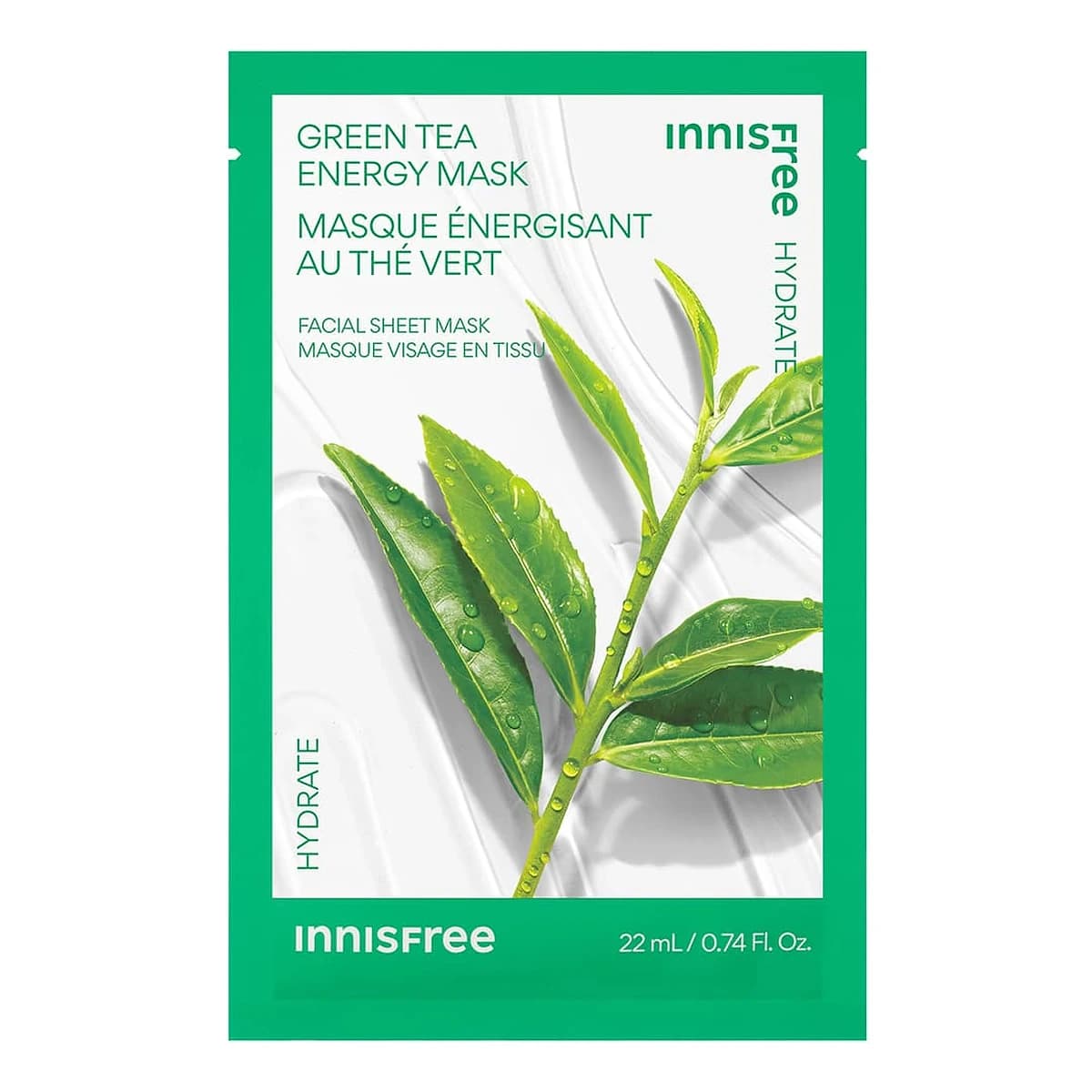 innisfree Energy Sheet Mask - Green Tea Energy - Hydrate - 22mL
