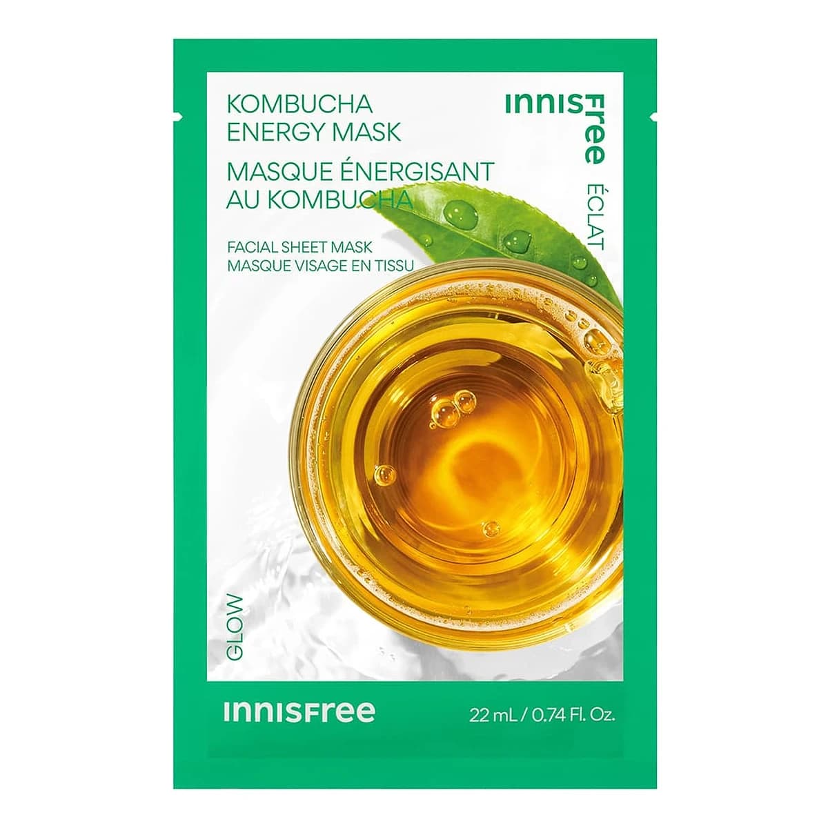 innisfree Energy Sheet Mask - Kombucha Energy - Glow - 22mL