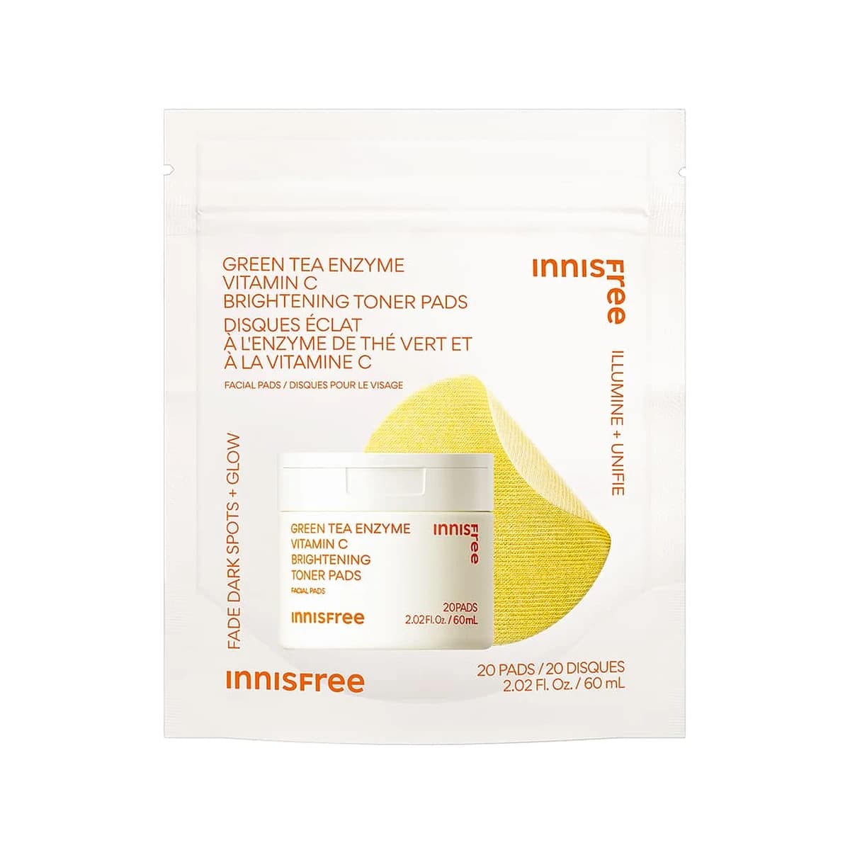 innisfree Green Tea Enzyme Vitamin C Brightening Toner Pads - 20 pads