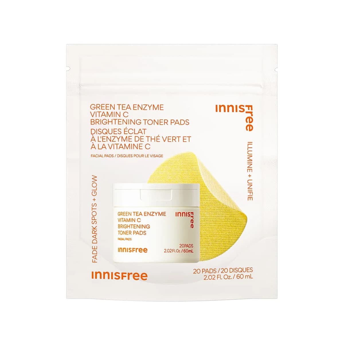 innisfree Green Tea Enzyme Vitamin C Brightening Toner Pads - 20 pads