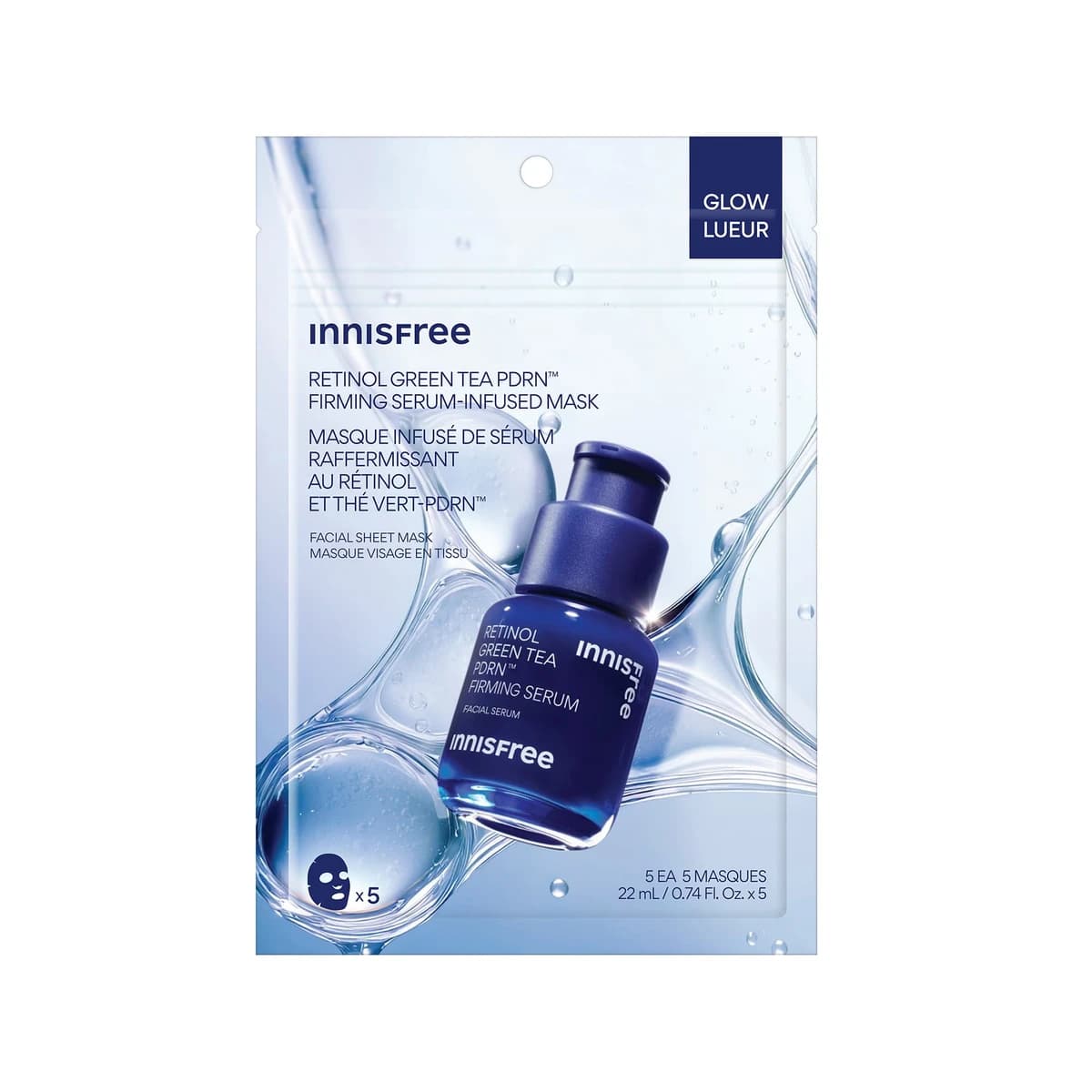 innisfree Serum-Infused Sheet Mask 5 Pack - Green Tea PDRN™ Firming - 22mL