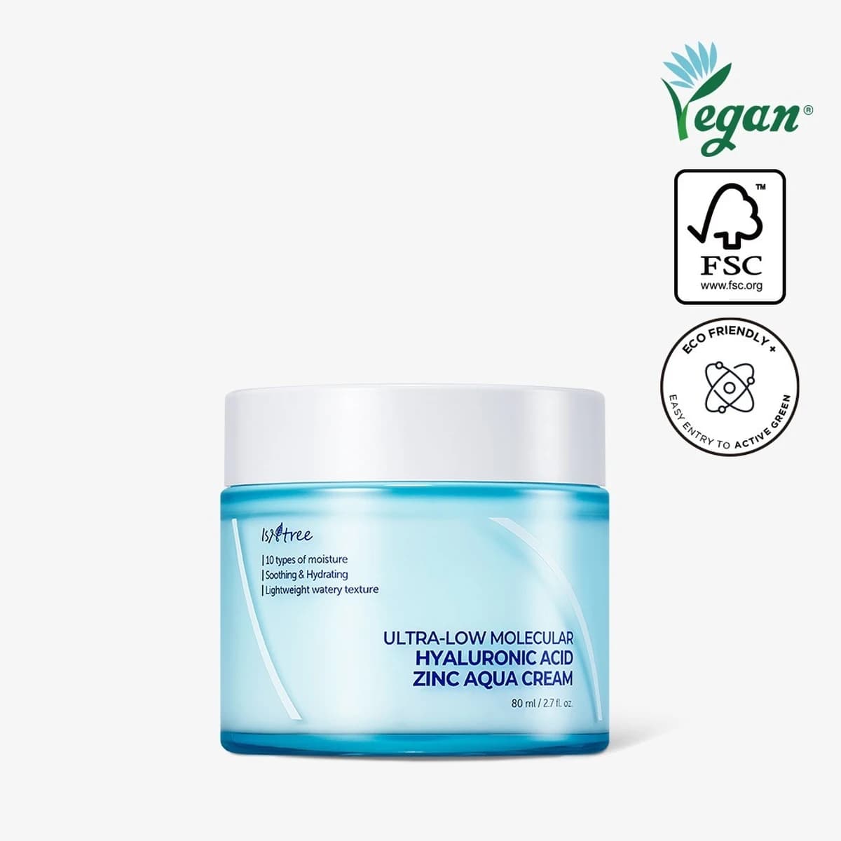 isntree Ultra-Low Molecular Hyaluronic Acid Zinc Moisture Cream - 80mL
