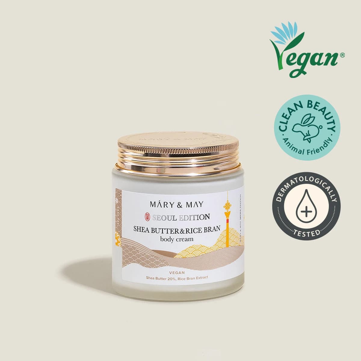 mary & may Shea Butter & Rice Bran Body Cream - 250mL