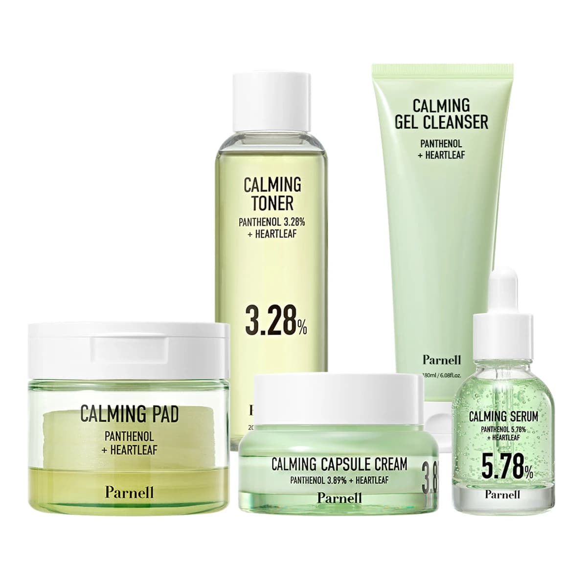parnell Panthenol Soothing Care Full Set - Toner + Serum + Cream + Gel Cleanser + Pad