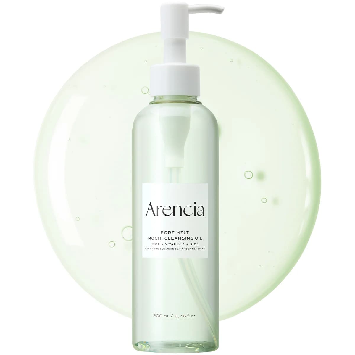 Arencia Pore Melt Mochi Makeup-Removing Cleansing Oil, Non-Comedogenic, Acne-Safe, Rice Amino Acids HD, Vitamin E, Cica, & Ceramide, 6.76 fl oz