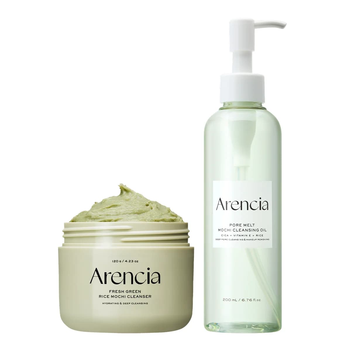 Arencia Pore Melt Double Cleansing Duo - Gentle Cleansing Oil & Fresh Green Rice Mochi Cleanser