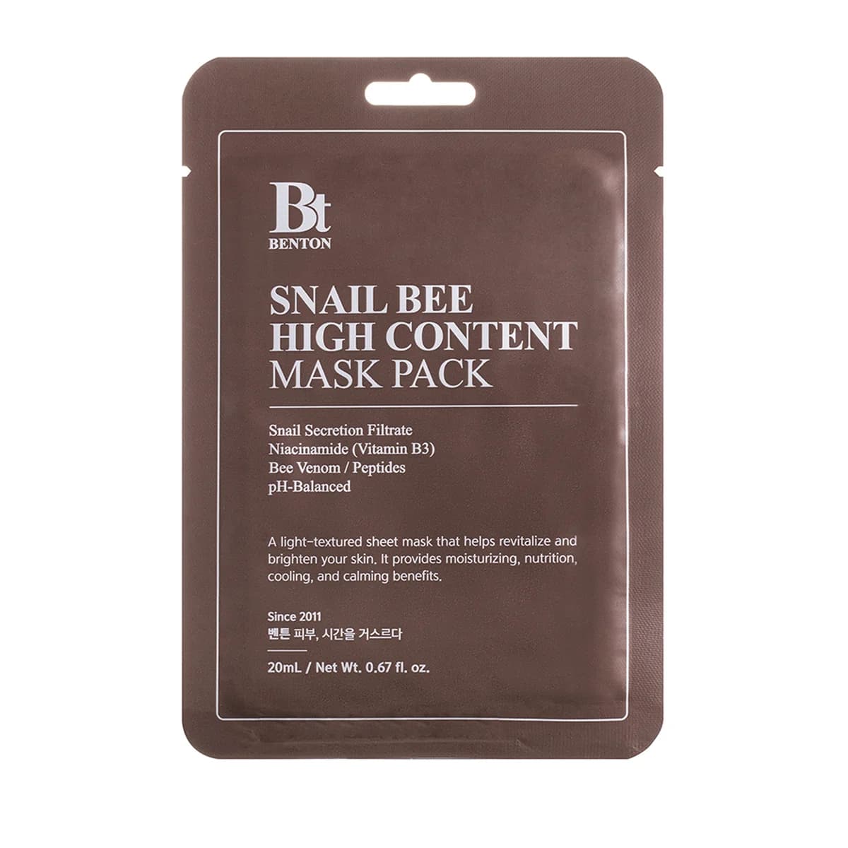 benton Snail Bee High Content Mask Pack - 20g x 10ea