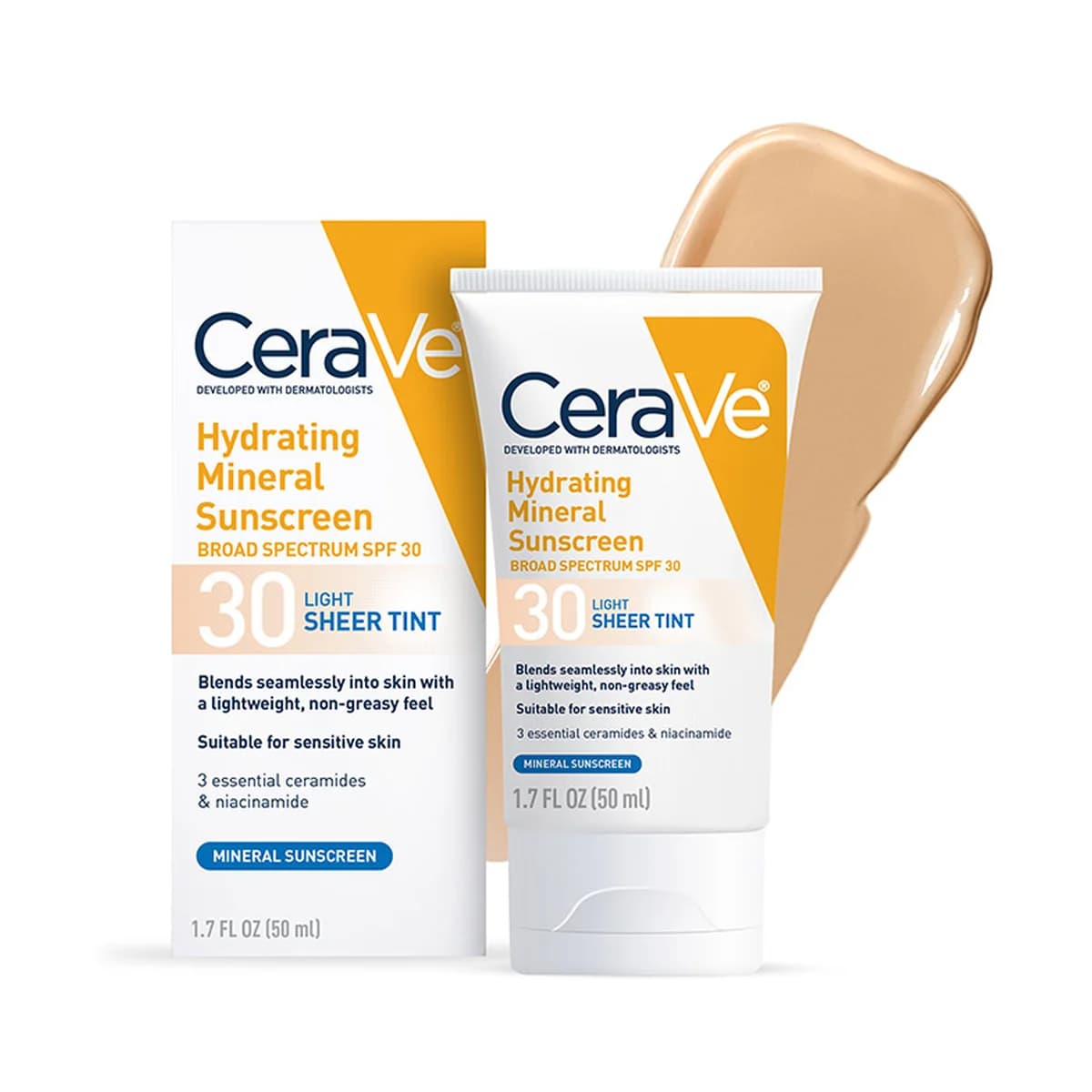 CeraVe Hydrating Mineral Sunscreen SPF 30 Face Sheer Tint - Light