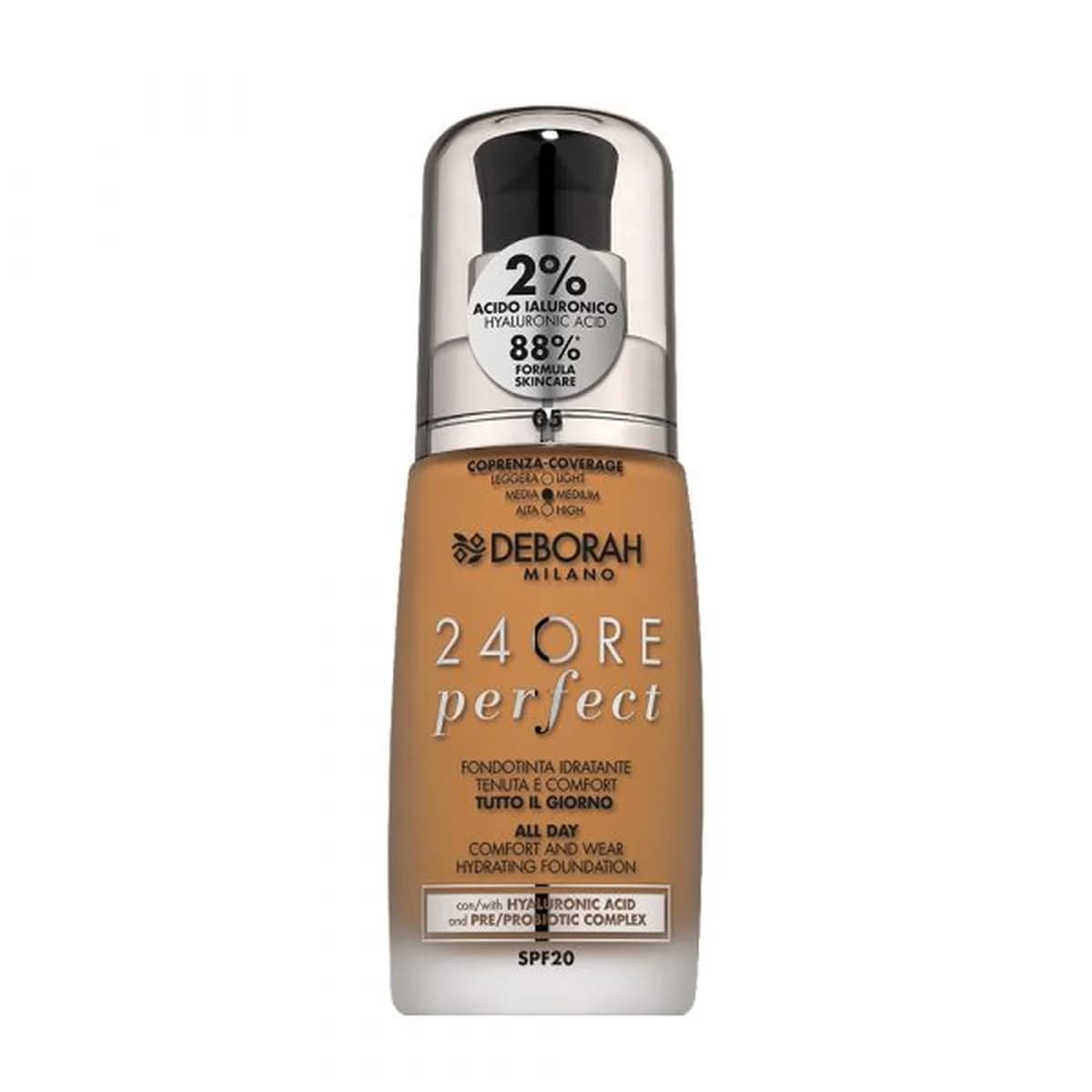 Deborah Milano 24ORE PERFECT FOUNDATION WITH HYALURONIC ACID - 5 Amber
