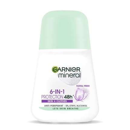 Garnier 6 In 1 Protection 48h Skin And Clothes Roll-On Antiperspirant Floral Fresh 50ml