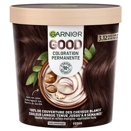 Garnier Good Permanent Coloring Ammonia Free Hair Colour 312 Dark Chestnut Blueberry 160 Ml