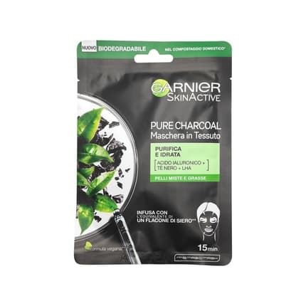 Garnier Charcoal & Hyaluronic Acid Black Sheet Mask 28g