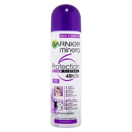 Garnier Mineral Floral Fresh 6-in-1 Protection 48h Deodorant - Pack of 6