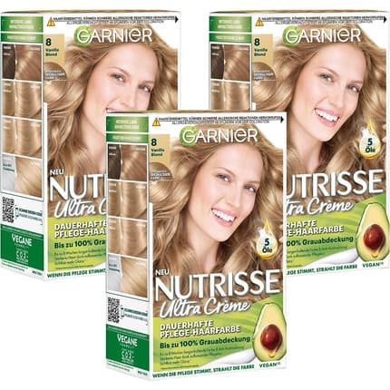 Garnier Nutrisse Cream Permanent Hair Colour Dye - Amber Blonde 9.34 (Pack of 3)