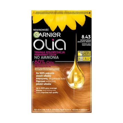 Garnier Olia Permanent Hair Color 8.43 Intense Light Gold Copper