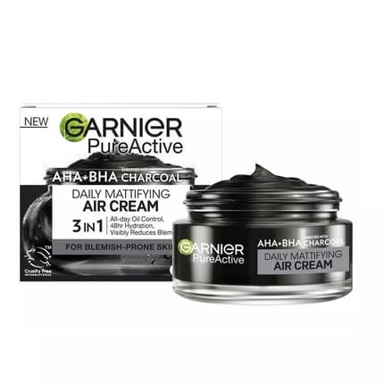 Garnier Pure Active AHA BHA Charcoal Daily Mattifying Air Cream - 50ml