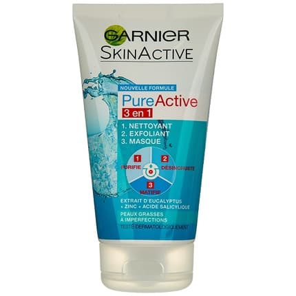 Garnier Pure Active 3-in-1 Face Wash, Scrub & Mask