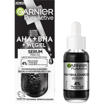 Garnier Pure Active Serum Against Imperfections AHA + BHA + Charcoal 30ml