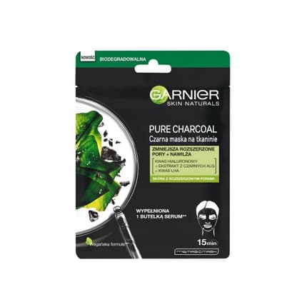 Garnier Pure Charcoal Black Tissue Mask - Purifying & Hydrating Pore-Tightening Mask, 28g