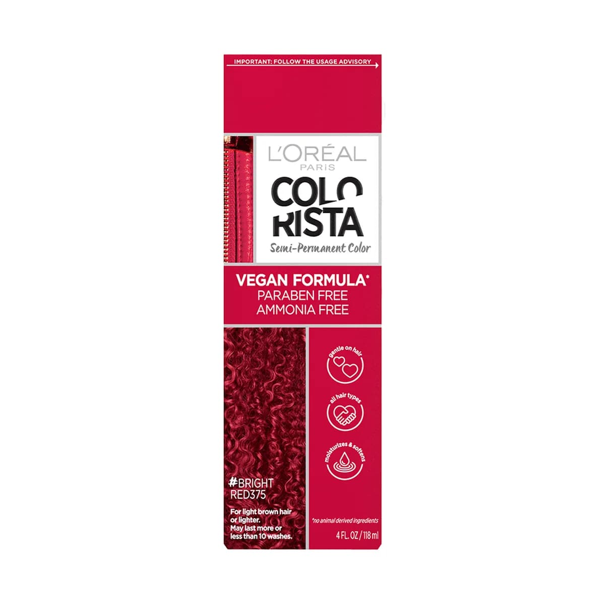 Loreal Paris Colorista Semi-Permanent Hair Color -375 Bright Red