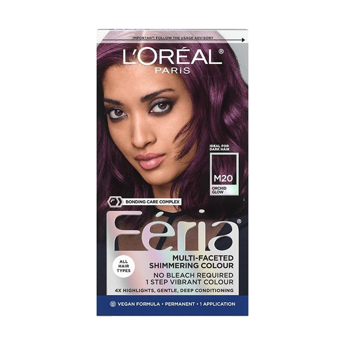 Loreal Paris Feria Midnight Bold Multi-Faceted Permanent Hair Color -M20 Orchid Glow