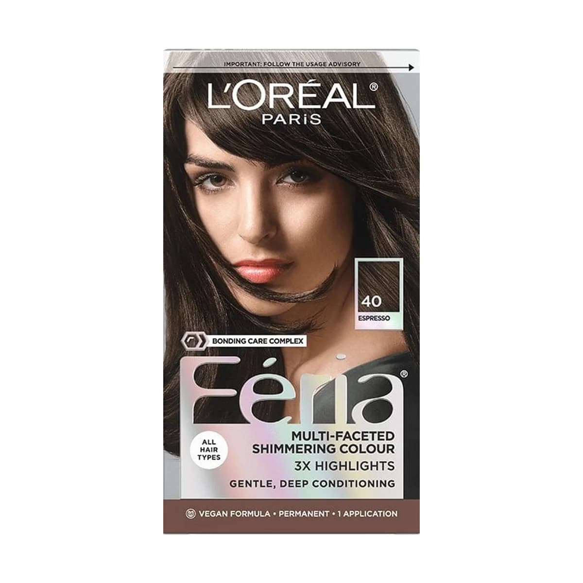 Loreal Paris Feria Multi-Faceted Shimmering Permanent Hair Color with Deep Conditioning -40 Espresso